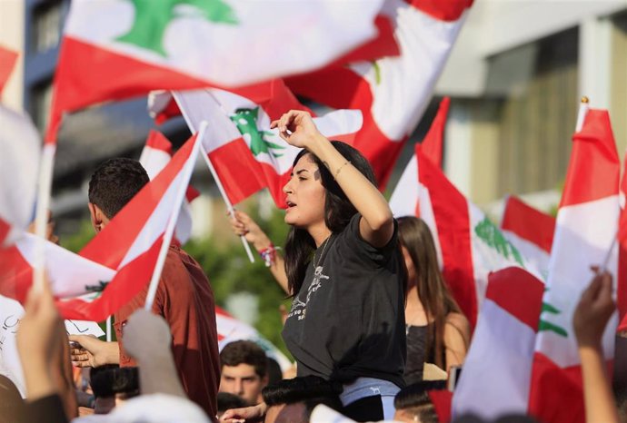Protestas contra el Gobierno libanés en Sidón