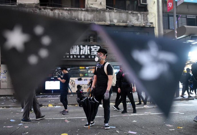 Manifestantes en las protestas de Hong Kong