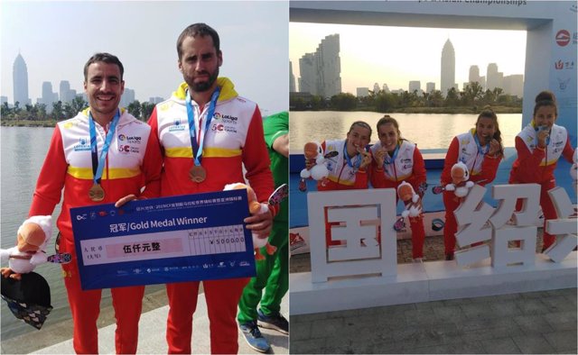 Tono Campos y Diego Romero gana el oro en C2 en el Mundial de pragüismo maratón; Tania Fernández, Tania Álvarez, Irati Osa y Arantza Toledo, plata y bronce en K2