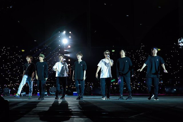 11 October 2019, Saudi Arabia, Riyadh: South Korean boy band BTS performs on stage during a concert held at King Fahd International Stadium. Photo: -/YNA/dpa