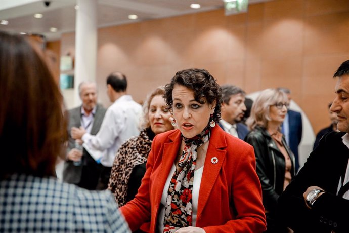 La ministra de Treball en funcions, Magdalena Valerio, en arribar a la inauguració de la jornada de la Unió de Professionals i Treballadors Autnoms (UPTA), '#YASomosFuturo', a Madrid (Espanya), 15 d'octubre del 2019.