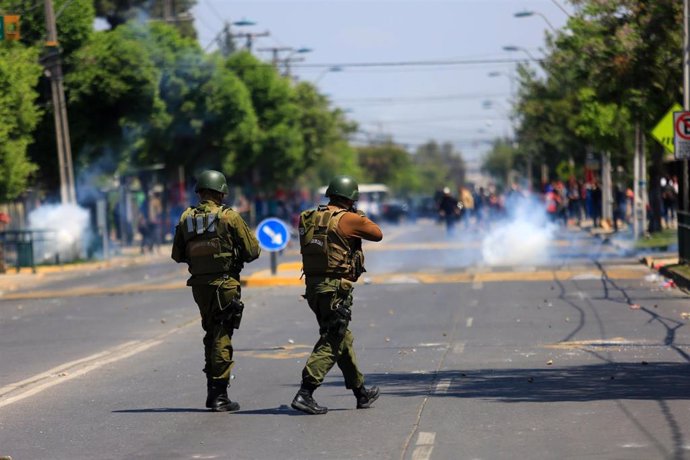 Disturbios durante las manifestaciones en Santiago de Chile