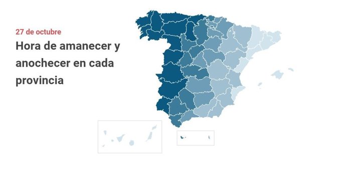 Hora de amanecer y atardecer en cada provincia