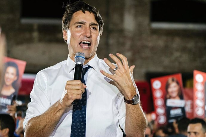 Justin Trudeau en uno de sus últimos mítines de campaña electoral