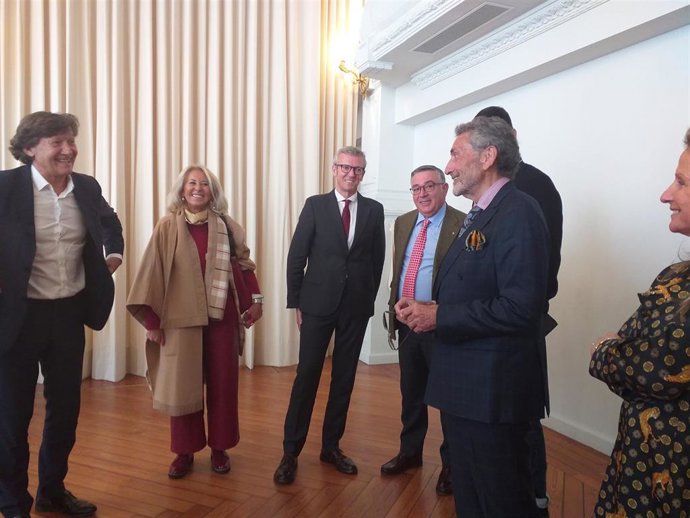 El secretario xeral para o Deporte, José Ramón Lete; la delegada de la Xunta en Vigo, Corina Porro; el vicepresidente del gobierno gallego, Alfonso Rueda; y el presidente del Real Club Celta, Carlos Mouriño.