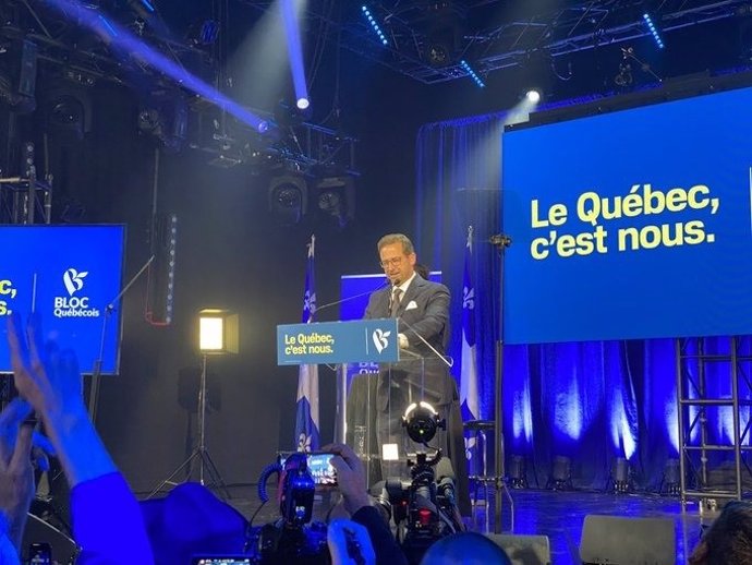 El líder del Bloque Quebequés, Yves-Franois Blanchet, en un acto de partido