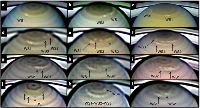 Tormentas cerca del polo norte de Saturno