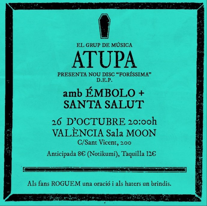 Cartel de la presentación de 'Foríssima', de Atupa, en Valncia
