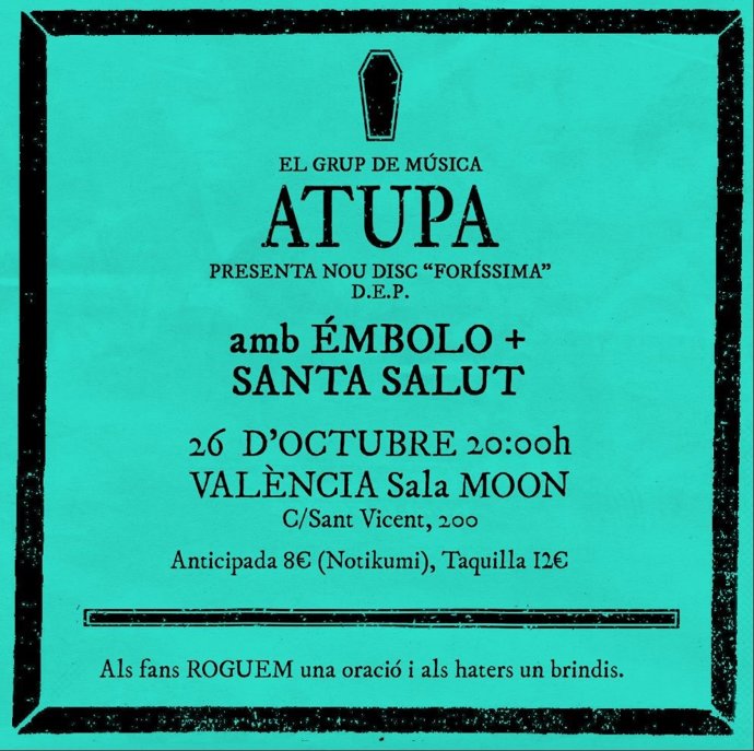 Cartell de la presentació de 'Foríssima', d'Atupa, a Valncia