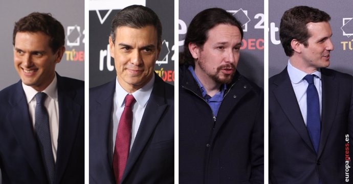 Sánchez, Casado, Iglesias y Rivera arriben al debat de RTVE.