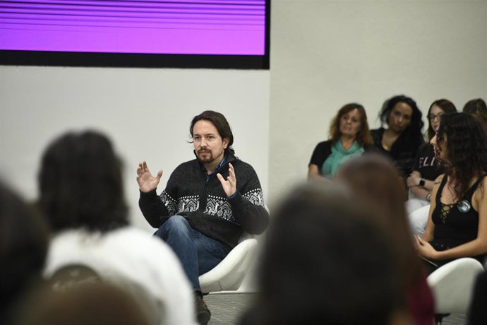 El secretario general de Podemos, Pablo Iglesias durante su intervención en el debate `Emergencia climática y luchas ambientales en España, en Madrid, a 10 de octubre de 2019.