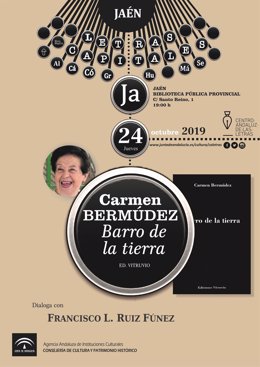 Cartel de la presentación del nuevo libro de Carmen Bermúdez.