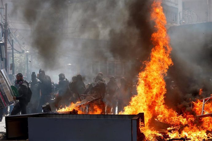 Disturbios en Valparaíso (Chile) durante las protestas contra el Gobierno