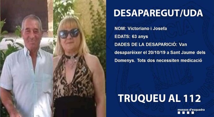 Matrimonio desaparecido en Sant Jaume dels Domenys que han hallado muerto