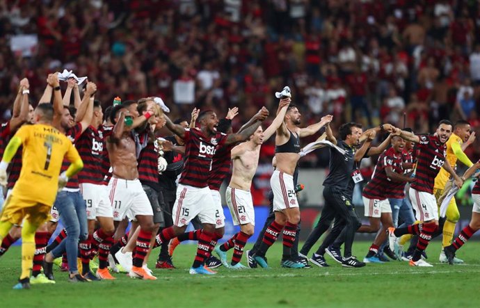 Los jugadores del Flamengo celebran su pase a la final de la Copa Libertadores