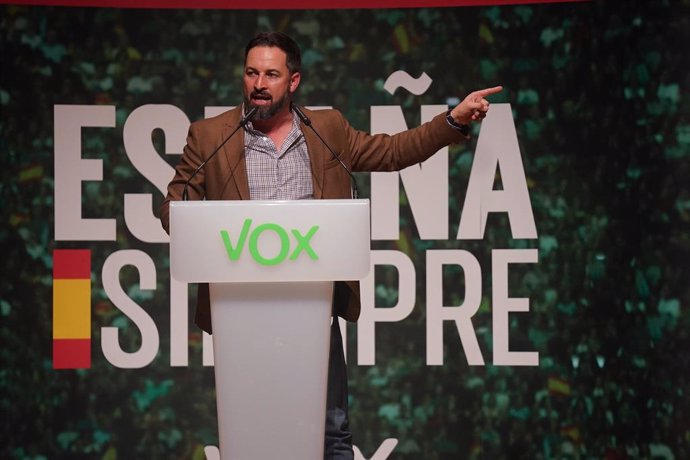 El president de Vox, Santiago Abascal, durant un acte de Vox a Bilbao, 20 d'octubre del 2019.
