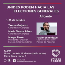 Cartel del acto programado en Alicante.