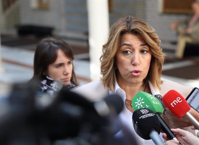 La presidenta del Grupo Socialista y secretaria general del PSOE-A, Susana Díaz, en el Parlamento de Andalucía.