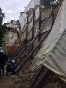 Obras de apuntalamiento del lienzo de muralla romana de la calle San Fernando