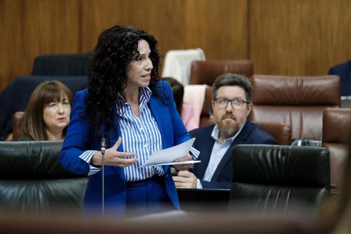 La consejera de Igualdad, Políticas Sociales y Conciliación, Rocío Ruiz, en el Pleno del Parlamento.