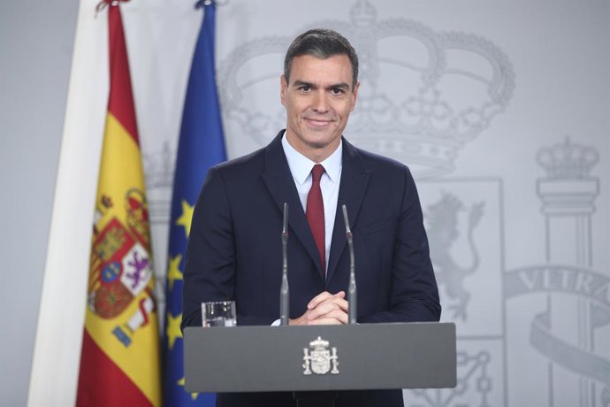 El president del Govern en funcions, Pedro Sánchez, realitza una declaració institucional en Moncloa després de l'exhumació del Valle dels Caiguts i posterior inhumació en el cementeri del Pardo-Mingorrubio del dictador Francisco Franco, a Madrid (