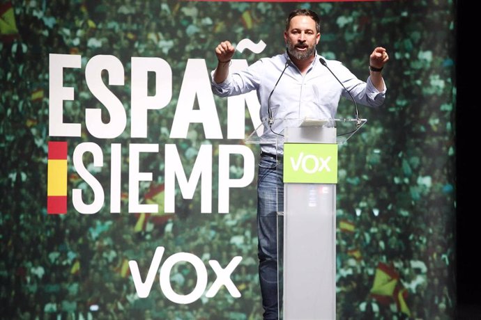 Santiago Abascal, presidente de VOX  en un mitin de Vox en Vigo (Galicia, España), el jueves 24 de octubre de 2019.