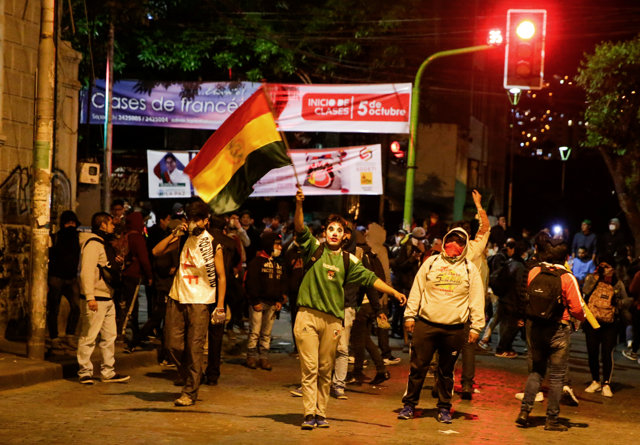 Demonstrators take part in a protest in La Paz, Bolivia, October 24, 2019