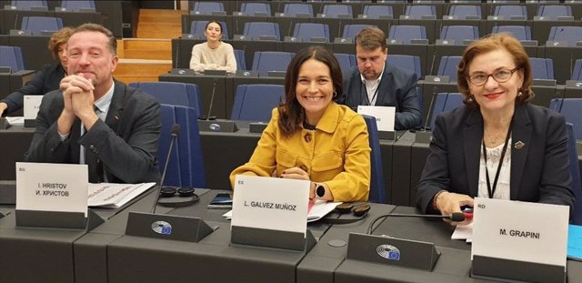 Lina Gálvez (c), en el Parlamento Europeo