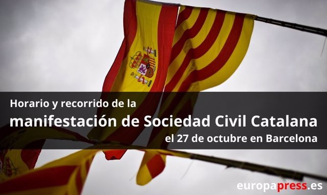 Manifestación de Sociedad Civil Catalana convocada el 27 de octubre en Barcelona