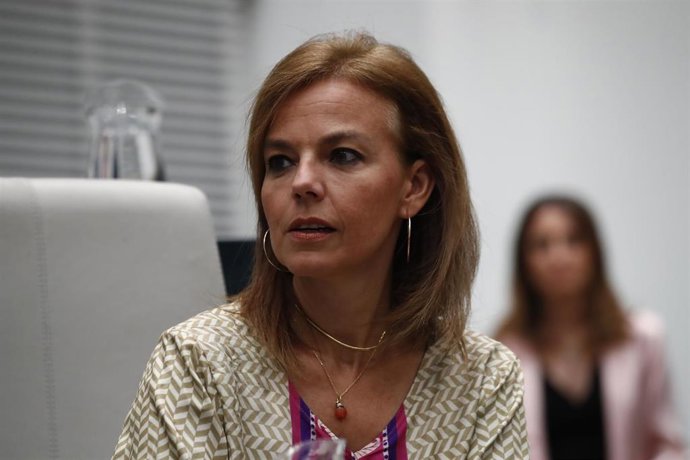 La concejala del PP Almudena Maíllo del Valle, del área delegada de Turismo. durante un pleno en el Ayuntamiento donde se debate la aprobación provisional del proyecto Madrid Nuevo Norte.