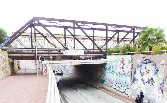 El puente donde ocurrió el accidente mortal en Lorca