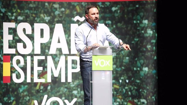 Santiago Abascal, presidente de VOX  en un mitin de Vox en Vigo (Galicia, España), el jueves 24 de octubre de 2019.