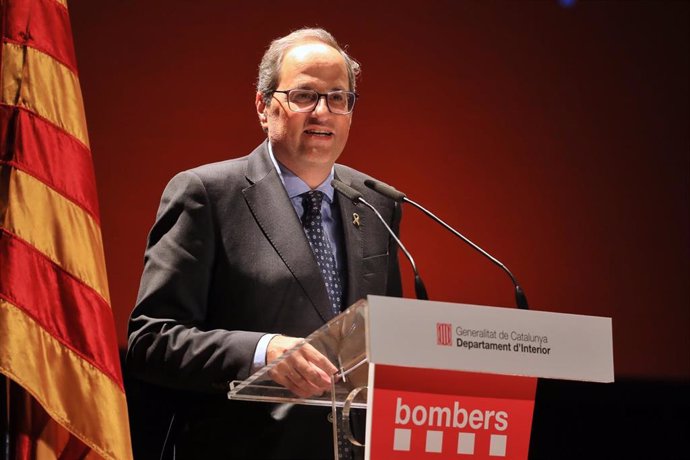 El presidente de la Generalitat, Quim Torra, en un acto de los Bombers en Valls (Tarragona).