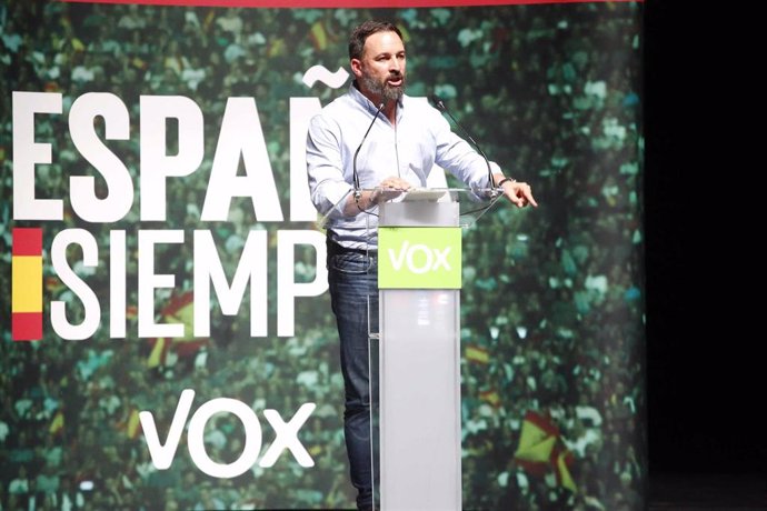 Santiago Abascal, presidente de VOX  en un mitin de Vox en Vigo (Galicia, España), el jueves 24 de octubre de 2019.