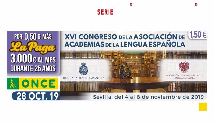 Cupón de la ONCE sobre el XVI Congreso de la Asociación de Academias de la Lengua Española
