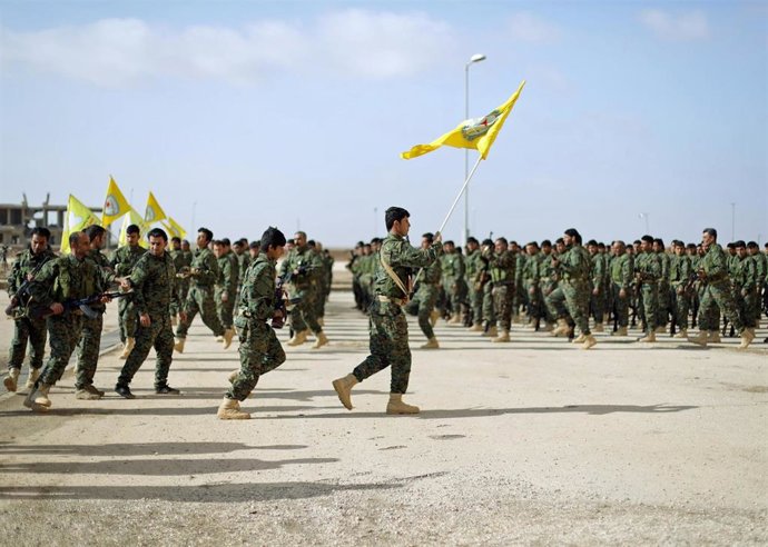 Combatientes de las Fuerzas Democráticas Sirias en Hasaka