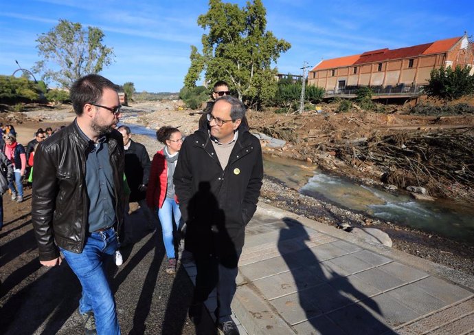 El presidente de la Generalitat, Quim Torra, visita las zonas afectadas por el temporal en la Conca de Barber.