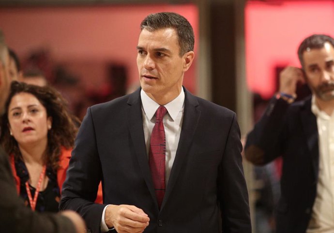 El presidente del Gobierno en funciones y secretario general del PSOE, Pedro Sánchez, a su llegada al acto de presentación de la campaña del PSOE para las elecciones del 10 de noviembre, con el lema 'Ahora Sí', en Madrid (España), a 28 de octubre de 201