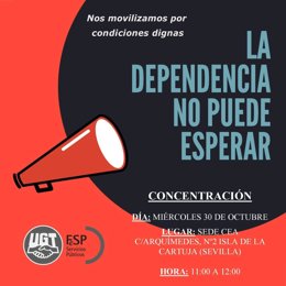 Cartel de la convocatoria de la FesP de UGT de la concentración ante la CEA, este miércoles 30, por las condiciones salariales de la dependencia.