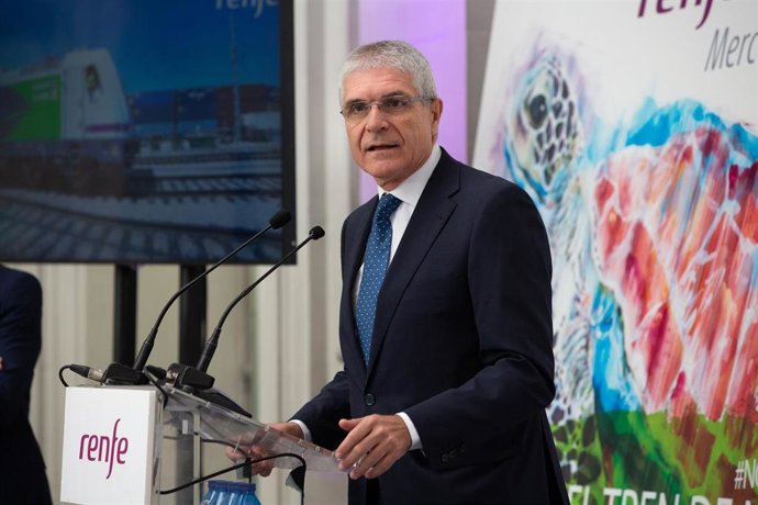 El presidente de Renfe , Isaías Táboas dando un discurso sobre la presentación del Tren de Noé en la Estació de Frana en Barcelona (España) a 13 de septiembre de 2019.) a 13 de septiembre de 2019.