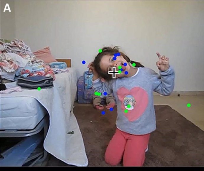 Ejemplo de los puntos de fijación en el vídeo para los niños del grupo de control