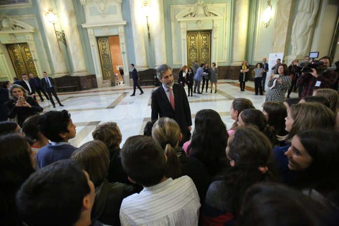 El presidente del Tribunal Supremo y del Consejo General del Poder Judicial (CGPJ), Carlos Lesmes durante la inauguración de las jornadas de puertas abiertas del Tribunal Supremo, en Madrid (España), a 17 de octubre de 2019.