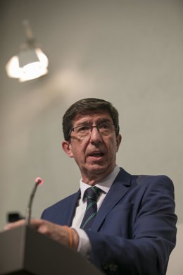 Rueda de Prensa posterior al Consejo de Gobierno de la Junta de Andalucía. El vicepresidente de la Junta, Juan Marín, durante su intervención en la comparecencia.En Sevilla (Andalucía) a 26 de octubre de 2019.