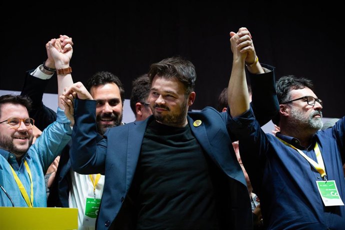 Celebración de ERC durante la noche electoral del 28 de abril
