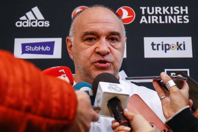 MADRID, SPAIN - OCTOBER 16: Pablo Laso of Spain and Real Madrid during the press conference before the EuroLeague Basket match between Zalgiris and Real Madrid at Ciudad Real Madrid, on October 16, 2019 in Madrid, Spain.