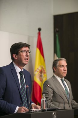 Rueda de Prensa posterior al Consejo de Gobierno de la Junta de Andalucía. El vicepresidente de la Junta, Juan Marín, durante su intervención en la comparecencia. En Sevilla (Andalucía) a 26 de octubre de 2019.