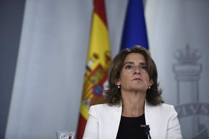 La ministra para la Transición Ecológica en funciones, Teresa Ribera, en una comparecencia ante los medios el 27 de septiembre de 2019