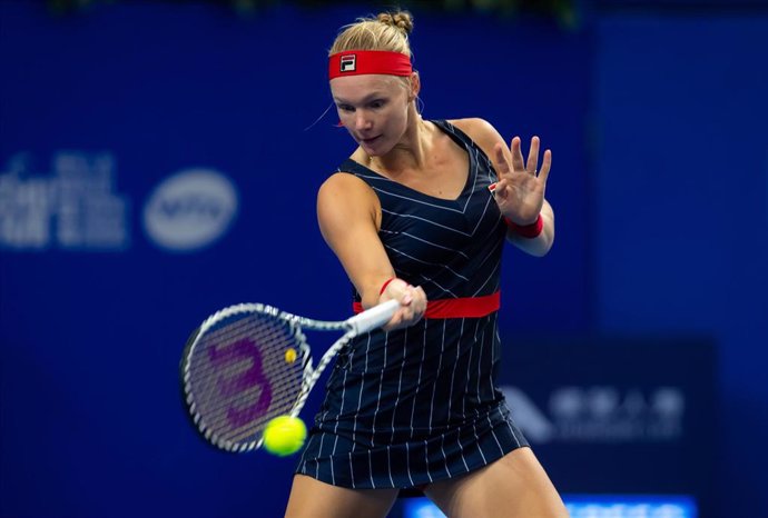 Kiki Bertens of the Netherlands in action during her RR1 match at the 2019 WTA Elite Trophy tennis tournament against Donna Vekic of Croatia