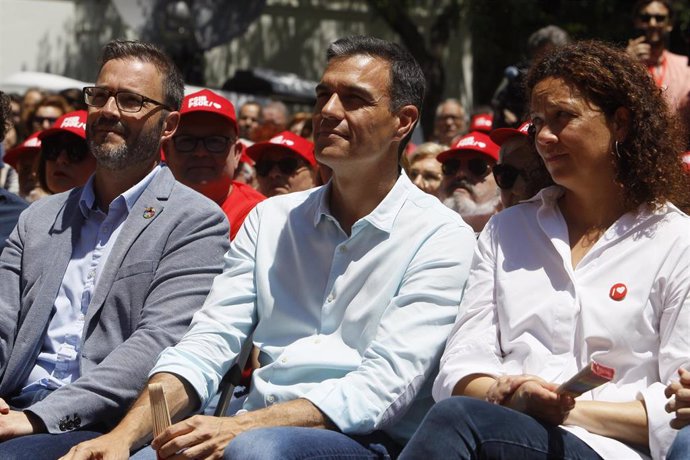 El candidato del PSOE a la Presidencia del Gobierno, Pedro Sánchez, en el acto de campaña del PSIB en las autonómicas en mayo, en la Plaza París de Palma.