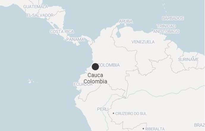 Imagen en el mapa del departamento colombiano de Cauca - EUROPA PRESS